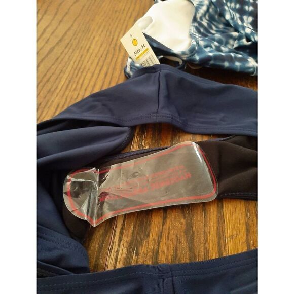 New Medium Bobbie Brooks 2pc Blue White Tankini Bikini Swimsuit Bathing Suit NWT - Picture 6 of 7